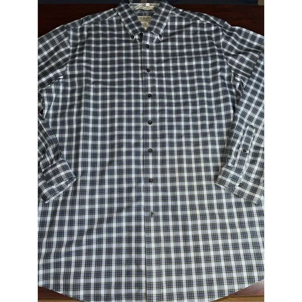 L.L.Bean Mens Button Up Plaid Size X-Large Tall